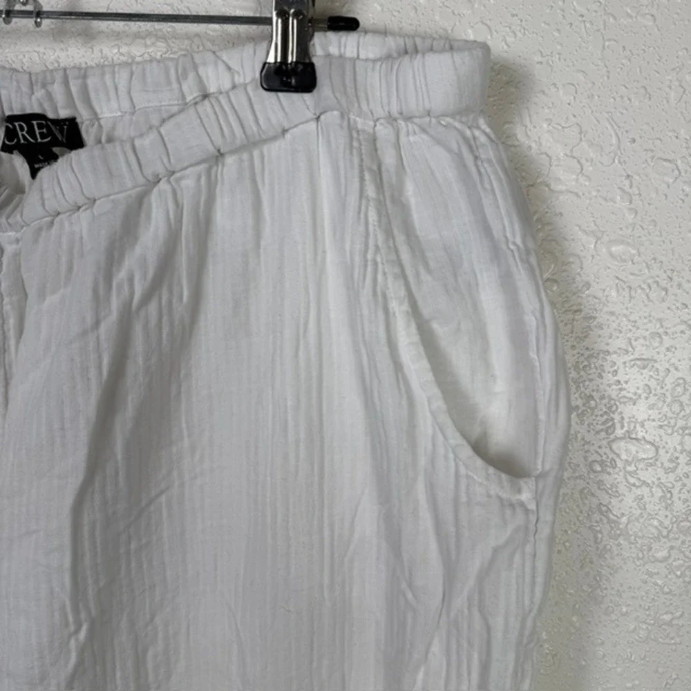 J.Crew Soleil Gauzy Cotton Pants Wide Leg Tie Waist Elastic White Large
